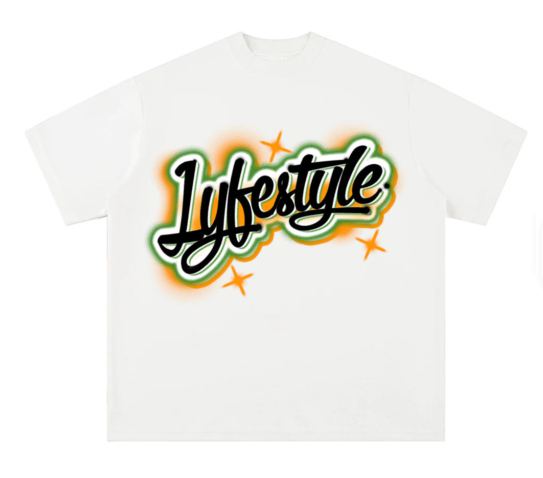 Green & Orange Spray Paint Lyfestyle Tee