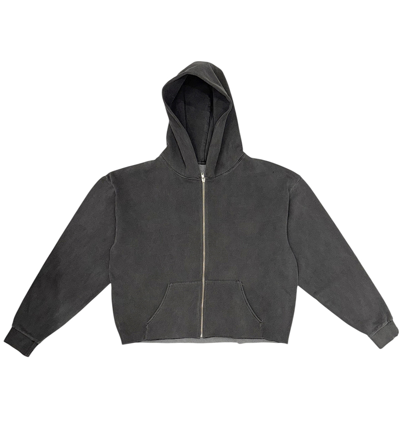 Blank Vintage Black Crop Zip-Up Hoodie