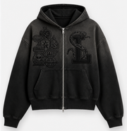 Garment Dyed Tonal "La Serpiente" Zip-Up Hoodies