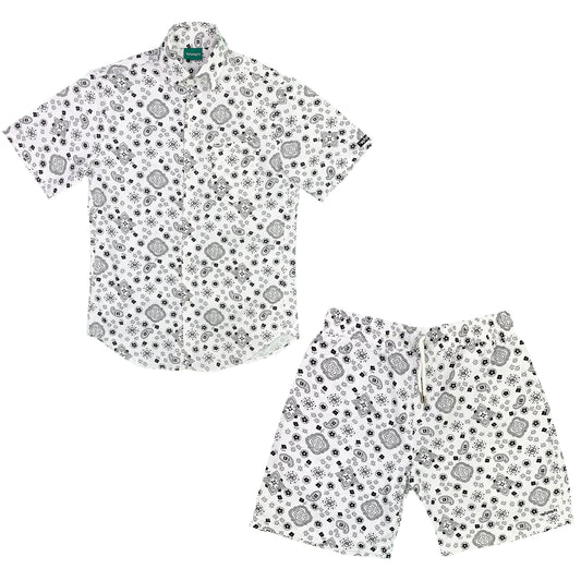 White Paisley Short Set