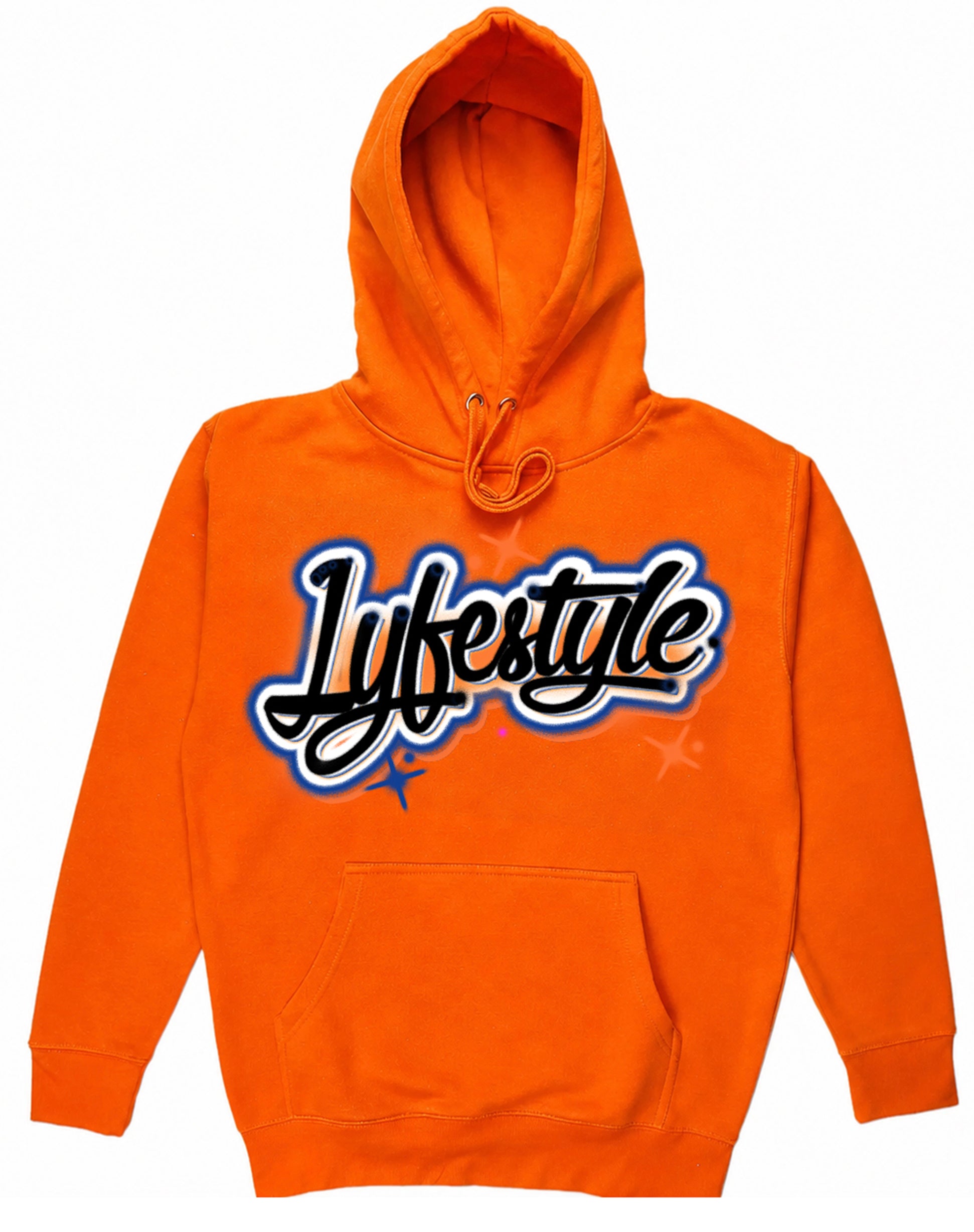 Orange & Royal Blue Airbrush Lyfestyle Hoodies (Customizable