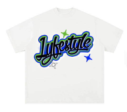 Blue Green Spray Paint Lyfestyle Tee